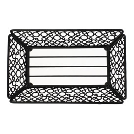 Basket Food Containers Steel Rectangular Shape Black 21x14x6,5cm (6 Units)