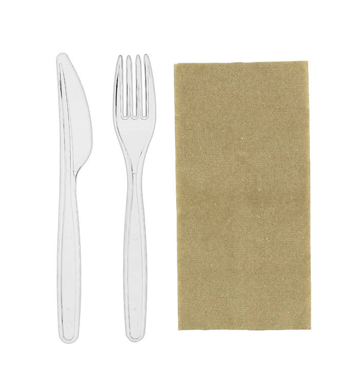 Cutlery Set Reusable PS 2 Pieces + Napkin (25 Units)