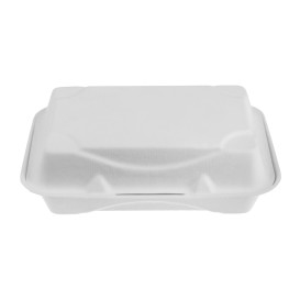 Sugarcane Hinged Container White 23x15x7,5cm (50 Units)