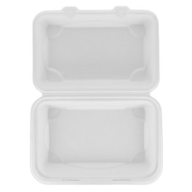 Sugarcane Hinged Container White 23x15x7,5cm (50 Units)