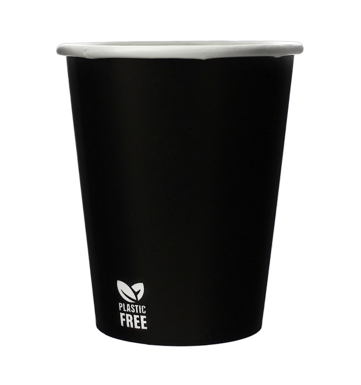 Plastic-Free Paper Cup 8 Oz/240ml Black Ø8,0cm (1.000 Units)