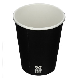 Plastic-Free Paper Cup 8 Oz/240ml Black Ø8,0cm (1.000 Units)