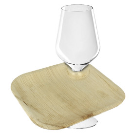 Palm Leaf Plate with Glass Holder 21x21x1,5cm (25 Units)