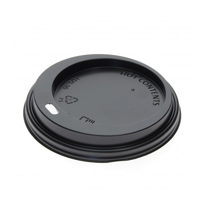 Lid for Paper Cup Hole Black Carton 8, 9, 12 Oz Ø8,0cm (100 Units)  