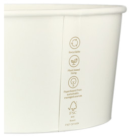 Renewable Paper Salad Bowl White 1030ml Ø15,1cm (360 Units)