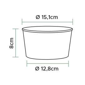 Renewable Paper Salad Bowl White 1030ml Ø15,1cm (360 Units)