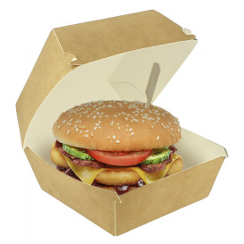 Paperboard Burger Box Kraft Mega Double Closing 15,5x15,5x10cm (50 Units)