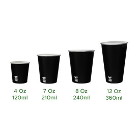 Plastic-Free Paper Cup 4 Oz/120ml Black Ø6,2cm (100 Units)