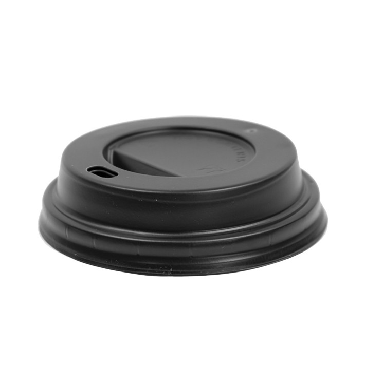 Lid with Hole for Paper Cup 7Oz Black Ø7,2cm (100 Units)