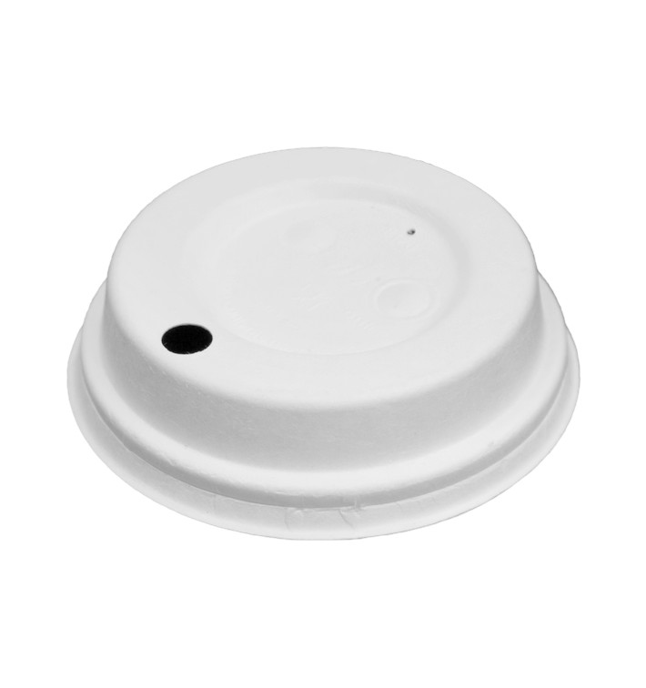 Lid with Hole of Moulded Cellulose Fibre White Ø8cm (1.800 Units)