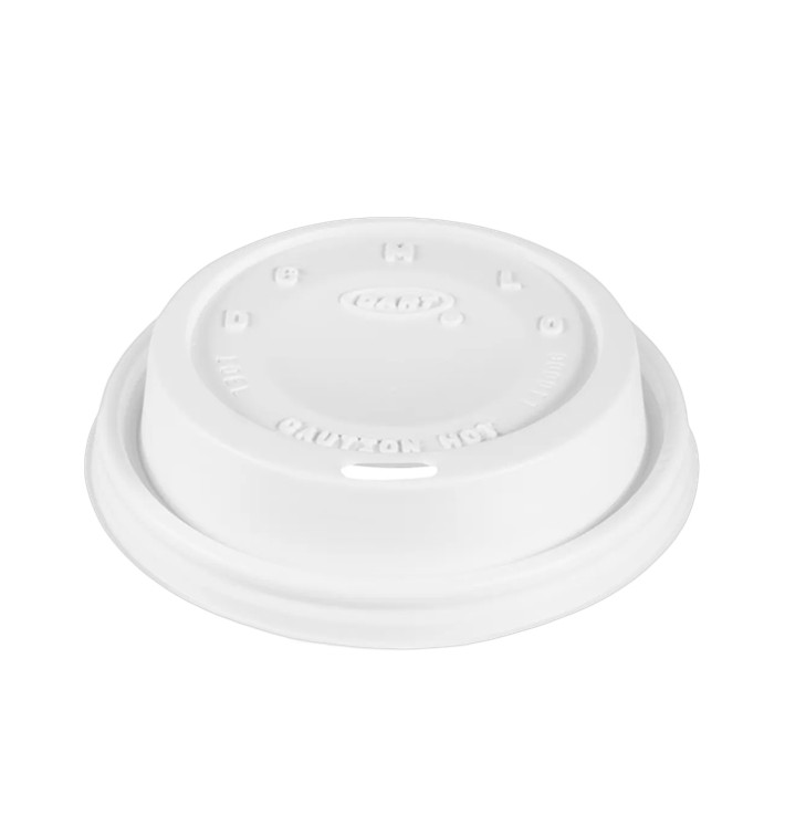 Plastic Lid PS "Cappuccino" White Ø8,6cm (100 Units)  