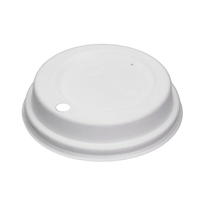 Lid with Hole of Moulded Cellulose Fibre White Ø9cm (50 Units)