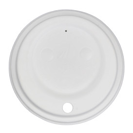 Lid with Hole of Moulded Cellulose Fibre White Ø9cm (50 Units)