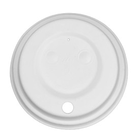 Lid with Hole of Moulded Cellulose Fibre White Ø8cm (1.800 Units)