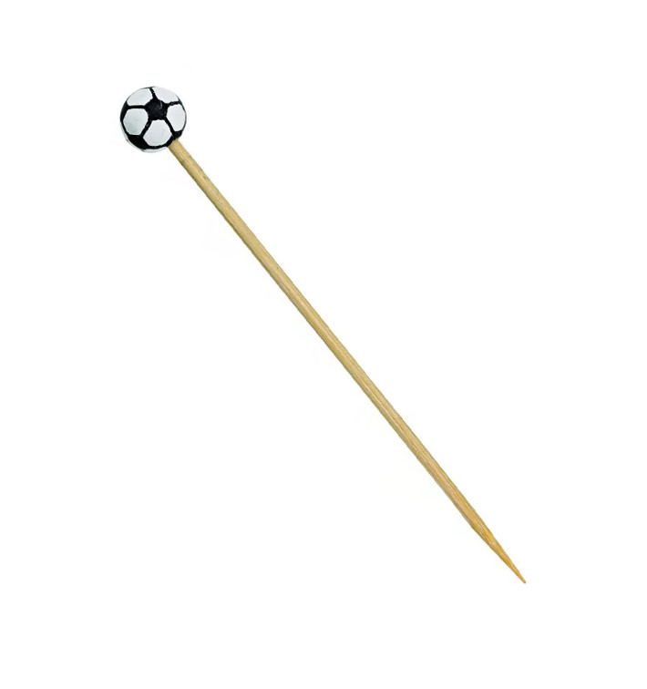 Bamboo Food Pick Football Design 12cm (100 Units)  