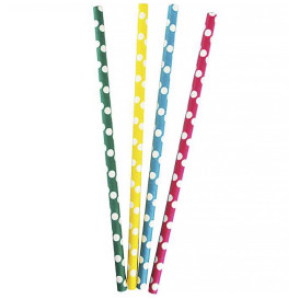 Paper Straw Straight Assorted "Ice Drink" Ø0,8cm 24cm (100 Units) 