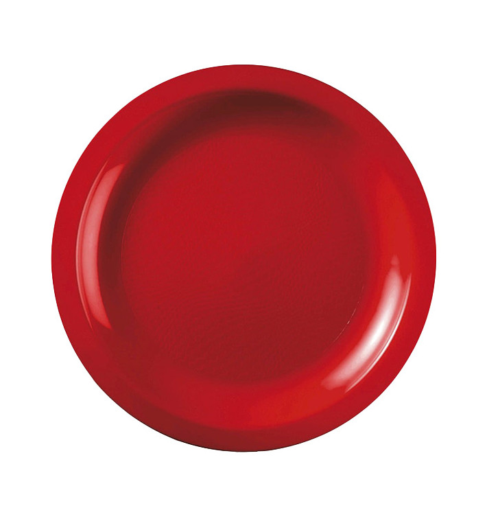 Plastic Plate Flat Red "Round" PP Ø18,5cm (50 Units) 