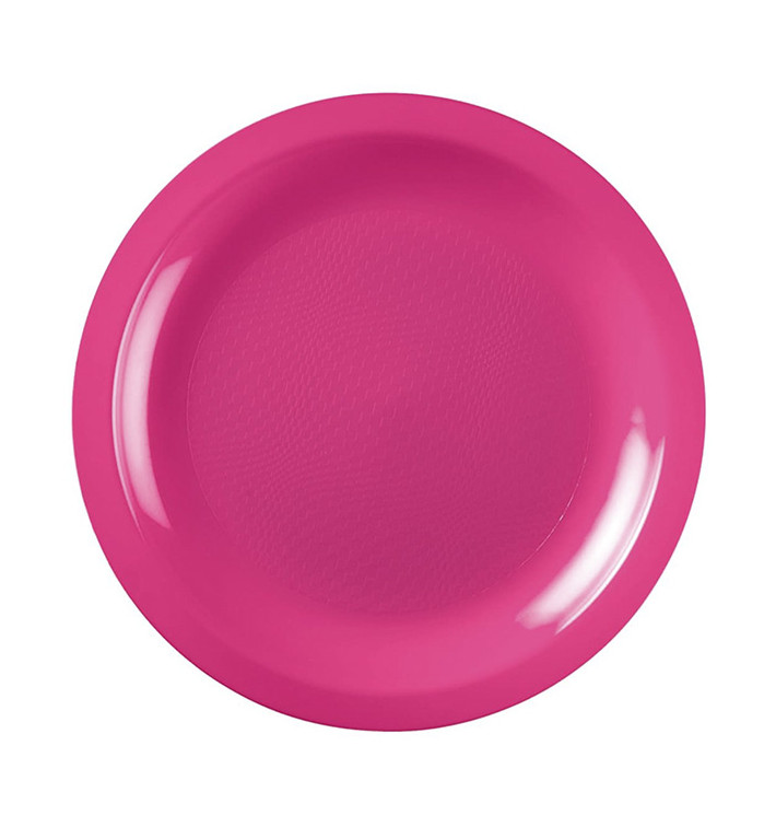 Plastic Plate Flat Fuchsia "Round" PP Ø18,5cm (600 Units)