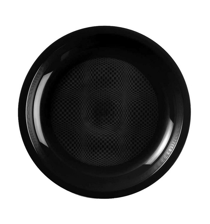 Plastic Plate Flat Black "Round" PP Ø22 cm (600 Units)