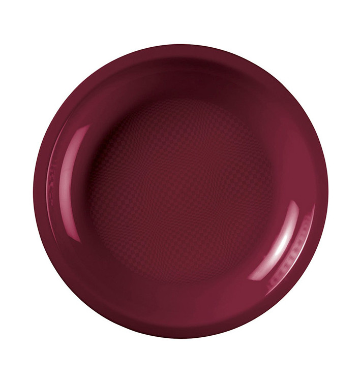 Plastic Plate Flat Burgundy "Round" PP Ø22 cm (50 Units) 