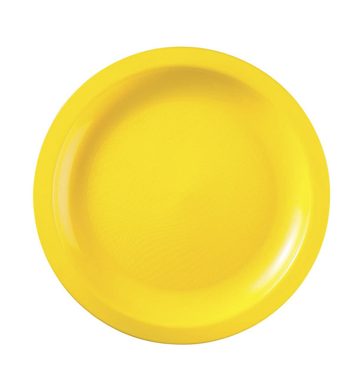 Plastic Plate Flat Yellow "Round" PP Ø22cm (25 Units) 