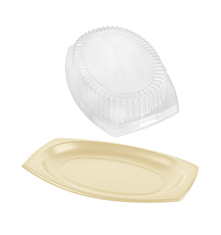 Foam Tray Honey with Lid 23x18cm (500 Units)