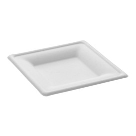 Sugarcane Plate Square shape White 15x15 cm (1000 Units)