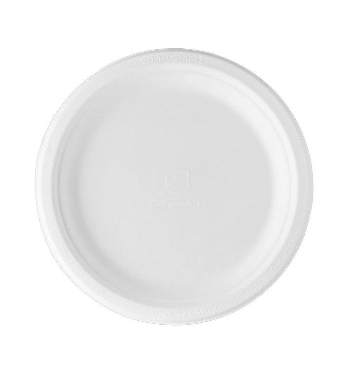 Sugarcane Plate Bagasse White Ø23 cm (500 Units)