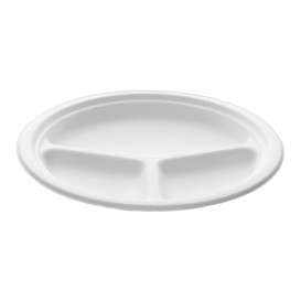 Sugarcane Plate Bagasse 3C White Ø23 cm (500 Units)