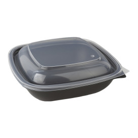 Plastic Lid for Deli Container PP Square shape Black and Creme16,5x16,5x1cm (50 Units) 