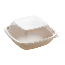 Plastic Lid for Deli Container PP Square shape Black and Creme 16,5x16,5x4cm (50 Units) 