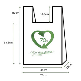 Plastic T-Shirt Bag 70% Recycled 70x80cm 50µm (50 Units) 