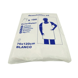 Disposable Plastic Apron PE G80 White 76x120cm (1000 Units)