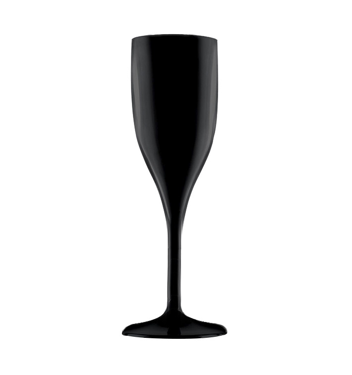 Reusable Plastic Flute Sparkling Wine Black SAN 150ml (1 Unit)