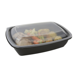 Plastic Lid for Deli Container PP Rectangular shape Black and Creme  23x16,5cm (300 Units)