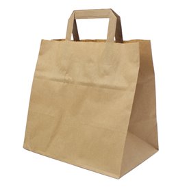 Paper Bag with Handles Kraft Flat 70g/m² 26+18x26cm (50 Units) 