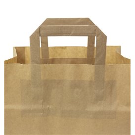 Paper Bag with Handles Kraft Flat 70g/m² 26+18x26cm (50 Units) 