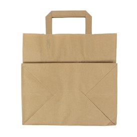 Paper Bag with Handles Kraft Flat 70g/m² 26+18x26cm (50 Units) 