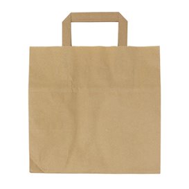 Paper Bag with Handles Kraft Flat 70g/m² 26+18x26cm (50 Units) 