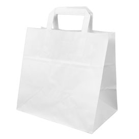 Paper Bag with Handles White Flat 70g/m² 26+18x26cm (250 Units)