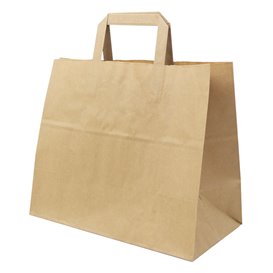 Paper Bag with Handles Kraft Flat 70g/m² 32+22x26cm (50 Units) 