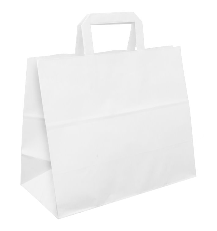 Paper Bag with Handles White Flat 70g/m² 32+22x26cm (250 Units)