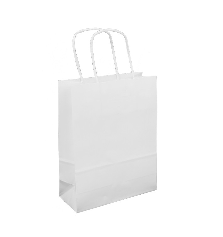 Paper Bag with Handles Kraft White 100g/m² 18+8x24cm (25 Units) 