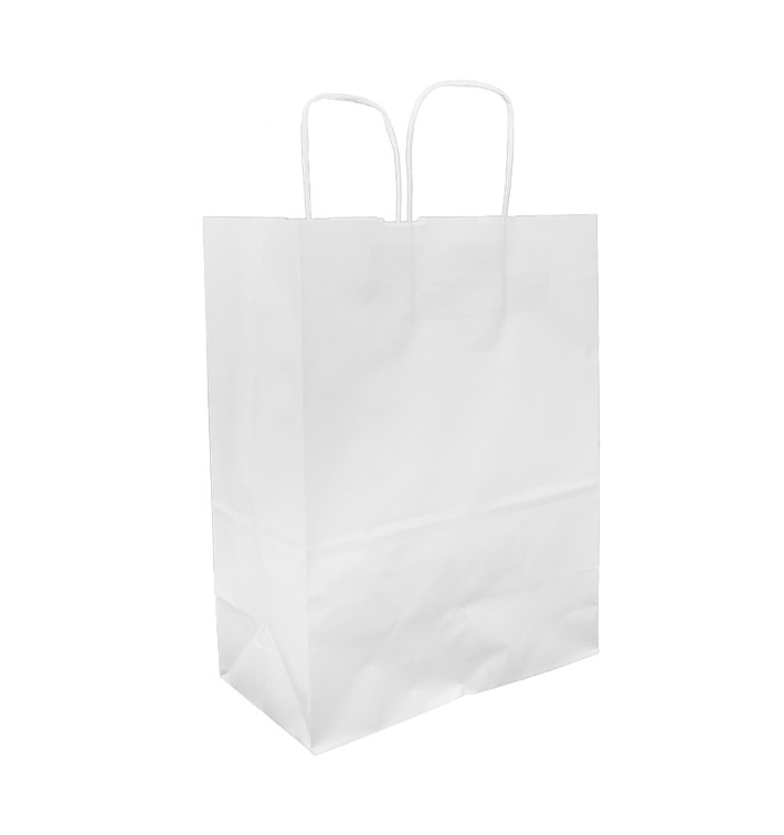 Paper Bag with Handles Kraft White 100g/m² 25+13x33cm (25 Units) 