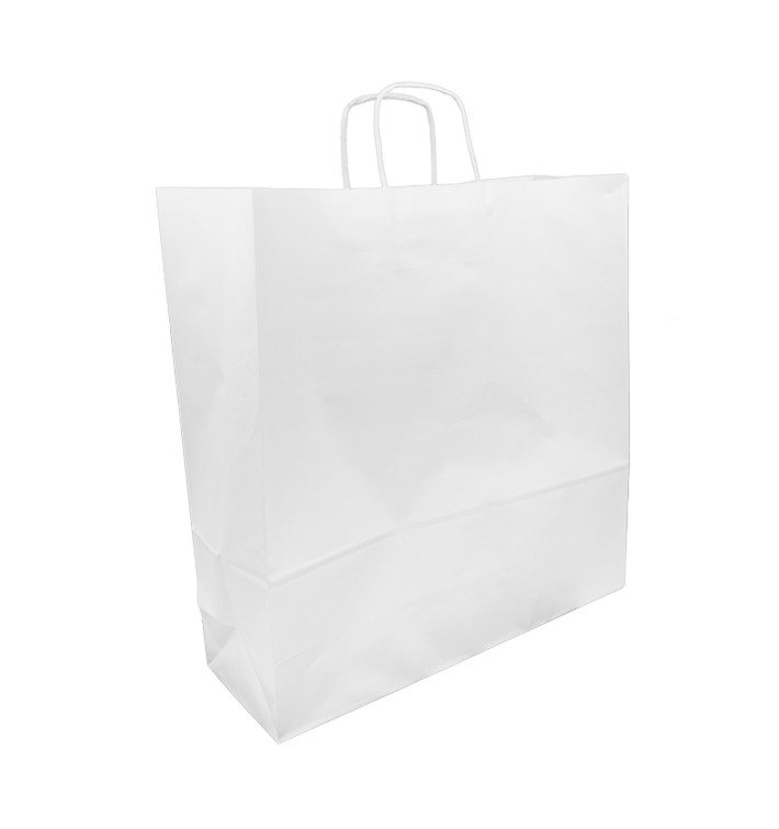 Paper Bag with Handles Kraft White 100g/m² 44+15x46cm (200 Units)