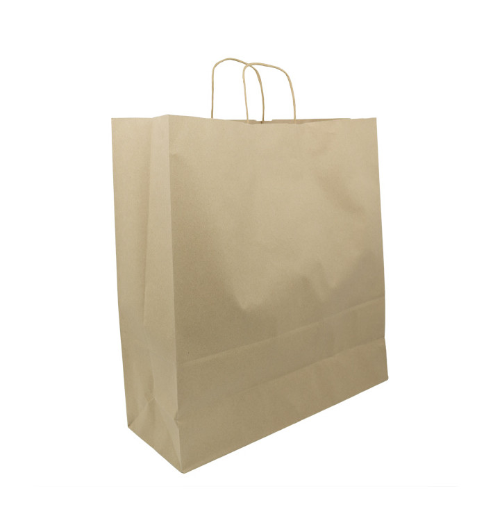 Paper Bag with Handles Kraft Brown 100g/m² 44+15x46cm (200 Units)