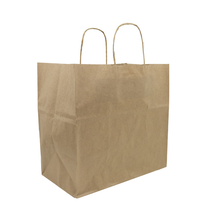 Paper Bag with Handles Kraft Brown 80g/m² 30+18x29cm (250 Units)