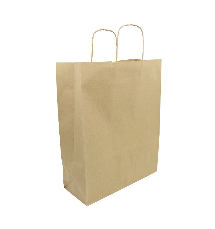 Paper Bag with Handles Kraft 100g/m² 32+12x40cm (25 Units)