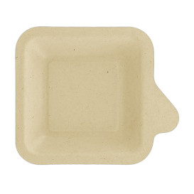 Sugarcane Plate with Handle Natural 11x11 cm (1000 Units)