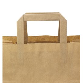 Paper Bag with Handles Kraft Flat 70g/m² 32+22x26cm (50 Units) 